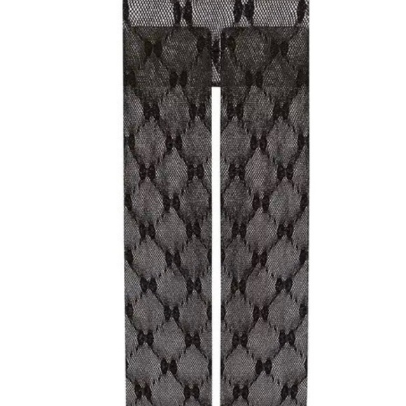 Black and Gray Patterned Tights - Picture 1 of 8